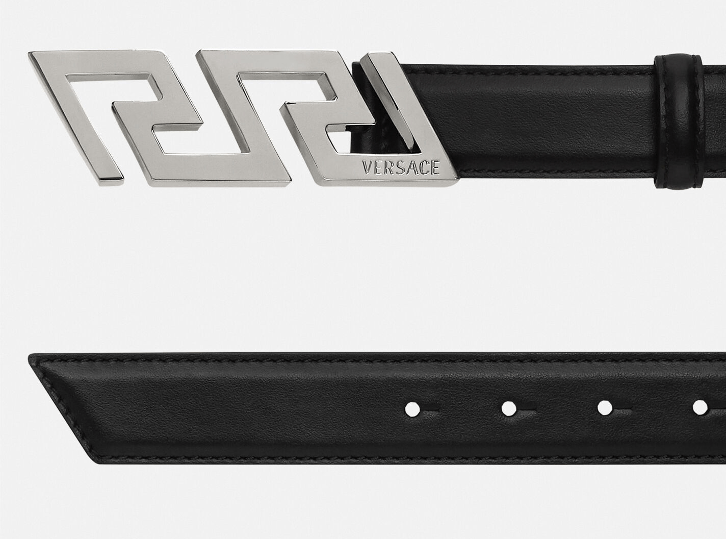 Thắt Lưng Versace La Greca Leather Belt Black 1002237-DVTP1-1B00E - Ảnh 2