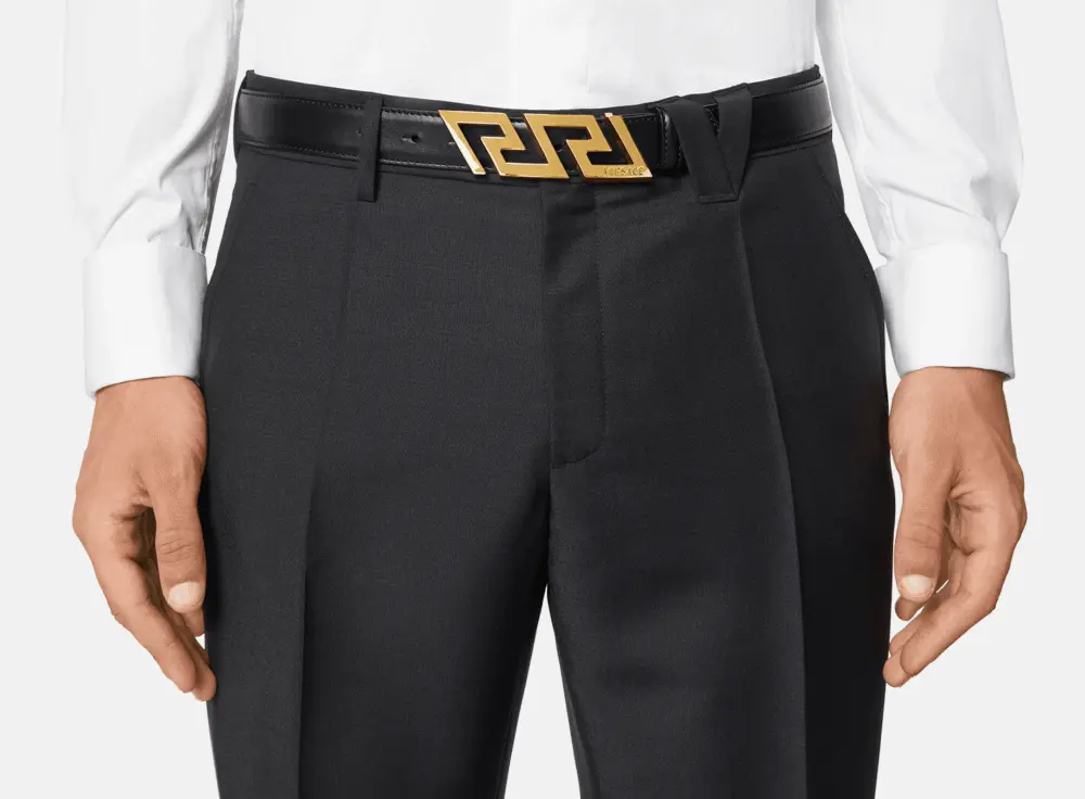 Thắt Lưng Versace La Greca Leather Belt Black 1002237-DVTP1-1B00V - Ảnh 3