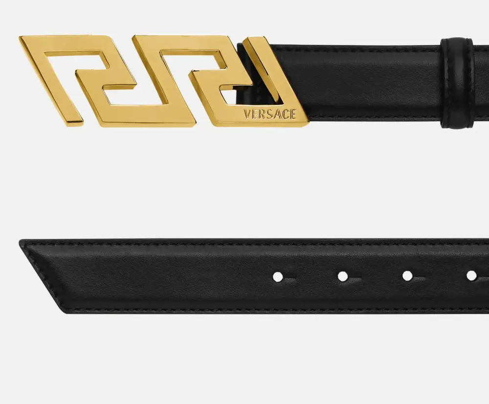 Thắt Lưng Versace La Greca Leather Belt Black 1002237-DVTP1-1B00V - Ảnh 2