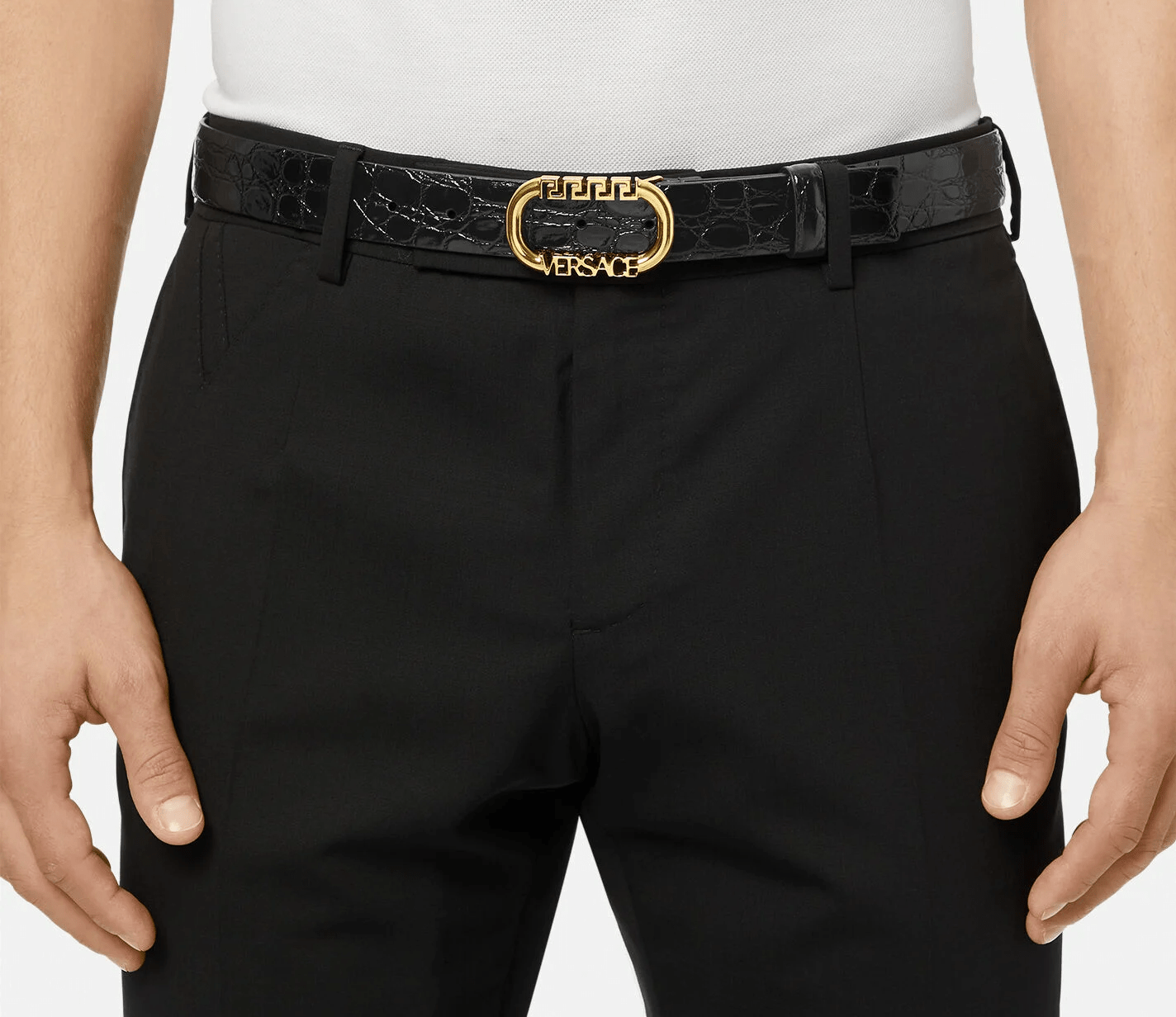 Thắt Lưng Versace Greca Oval Belt Black 1003863-DVTP1-1B00V - Ảnh 2