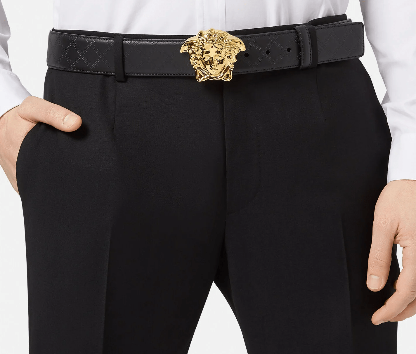 Thắt Lưng Versace Medusa Embossed Greca Leather Belt Classic Black DCU4140-DVBRV-D41OH - Ảnh 2