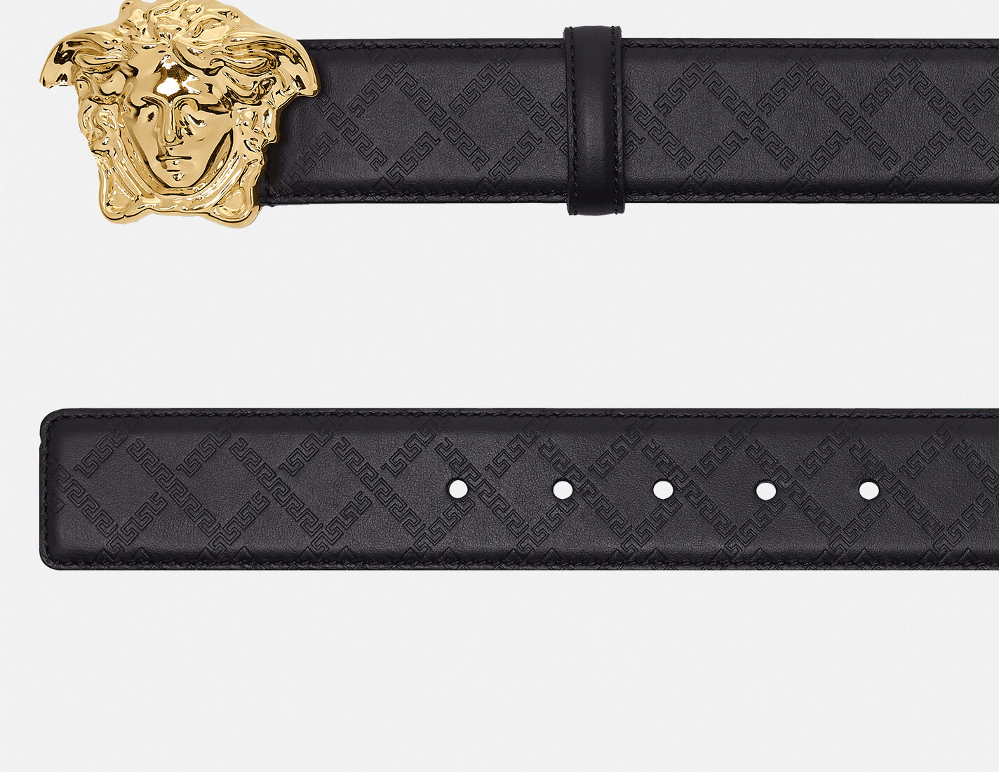Thắt Lưng Versace Medusa Embossed Greca Leather Belt Classic Black DCU4140-DVBRV-D41OH - Ảnh 3