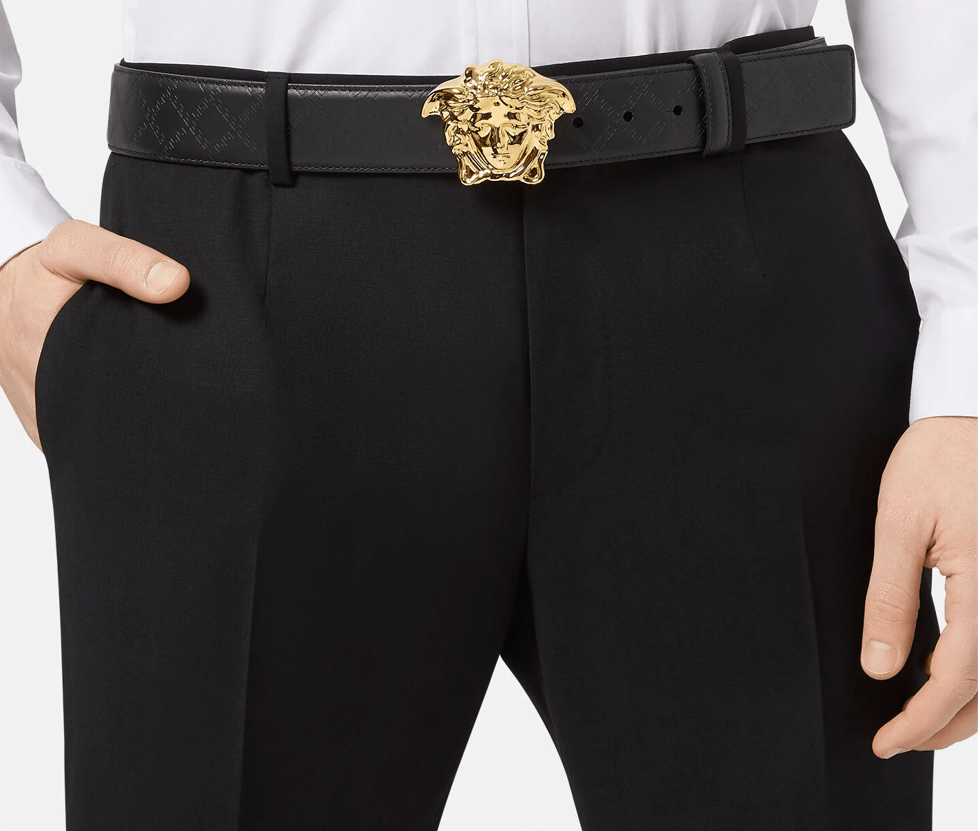 Thắt Lưng Versace Medusa Embossed Greca Leather Belt Classic Black DCU4140-DVBRV-KVO41 - Ảnh 3