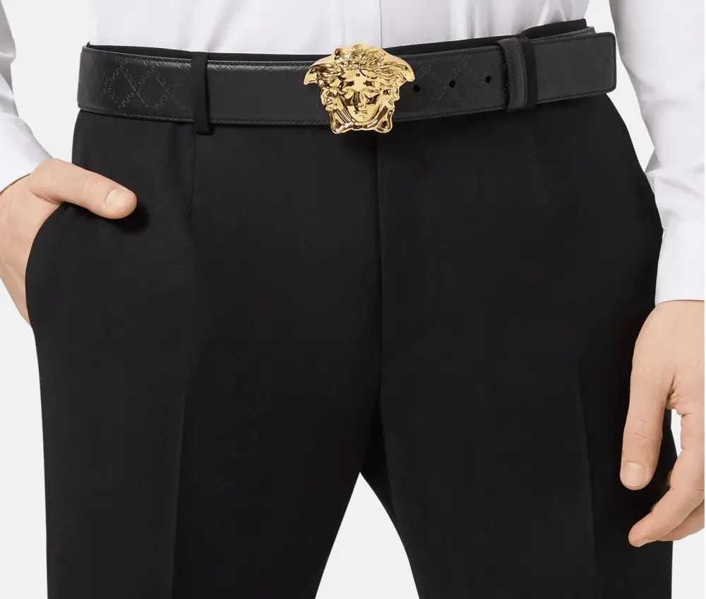 Thắt Lưng Versace Medusa Embossed Greca Leather Belt Classic Black DCU4140-DVBRV-KVO41 - Ảnh 3