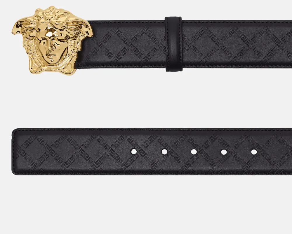 Thắt Lưng Versace Medusa Embossed Greca Leather Belt Classic Black DCU4140-DVBRV-KVO41 - Ảnh 2