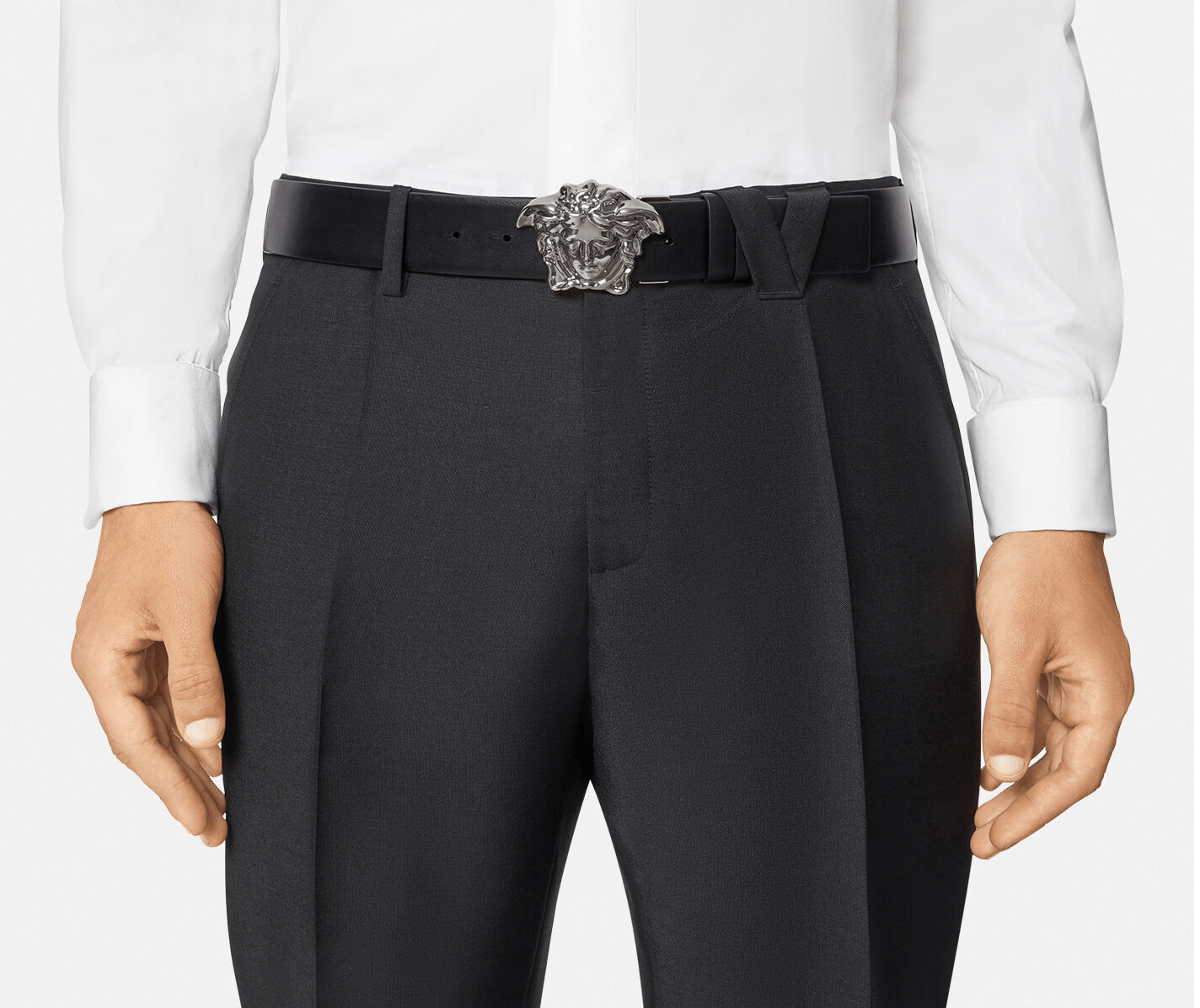 Thắt Lưng Versace La Medusa La Greca Print Belt Black Gray DCU6705-1A01755-5B05E - Ảnh 2