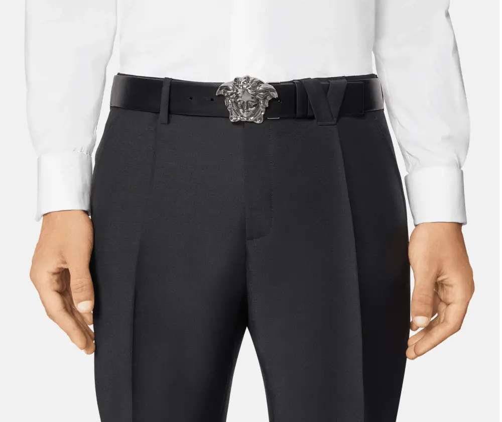 Thắt Lưng Versace La Medusa La Greca Print Belt Black Gray DCU6705-1A01755-5B05E - Ảnh 2