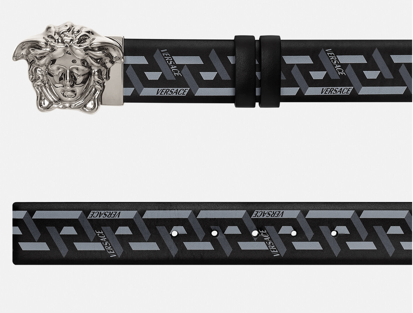 Thắt Lưng Versace La Medusa La Greca Print Belt Black Gray DCU6705-1A01755-5B05E - Ảnh 3