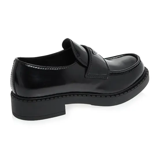 Alternative view of Giày Fabstyle 21FW Prada Logo Brushed Leather Loafers 'Black' 2DE127-055-F000