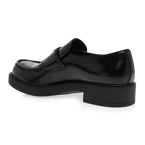 Giày Fabstyle 21FW Prada Logo Brushed Leather Loafers 'Black' 2DE127-055-F000 - Ảnh 3