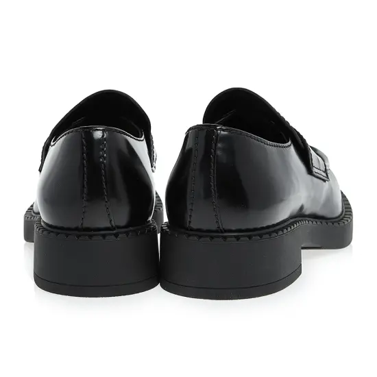 Giày Fabstyle 21FW Prada Logo Brushed Leather Loafers 'Black' 2DE127-055-F000 - Ảnh 5