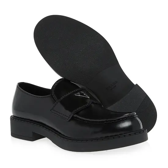 Giày Fabstyle 21FW Prada Logo Brushed Leather Loafers 'Black' 2DE127-055-F000 - Ảnh 6