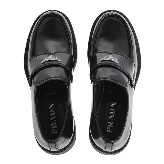 Giày Fabstyle 21FW Prada Logo Brushed Leather Loafers 'Black' 2DE127-055-F000 - Ảnh 4
