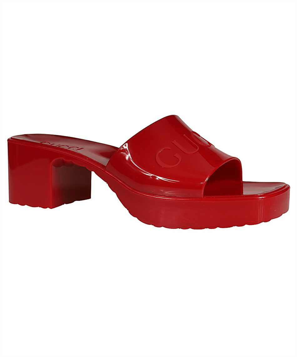 Dép Gucci Rubber Logo Platform Slide Sandal 'Red' 624730-J8700-6433 - Ảnh 5
