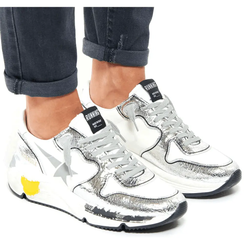 Giày Golden Goose Women's Sneakers Running White Silver GWF00126-F000327-80185 - Ảnh 3