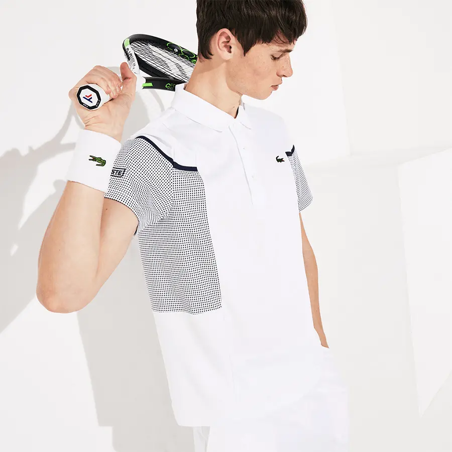 Áo Lacoste Polo SPORT Mesh Panel Tennis White DH4754-51-RHG - Ảnh 5