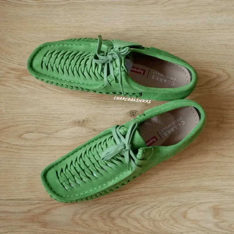 Giày Clarks x Supreme Woven Wallabee 'Green' 261-60848 - Ảnh 3