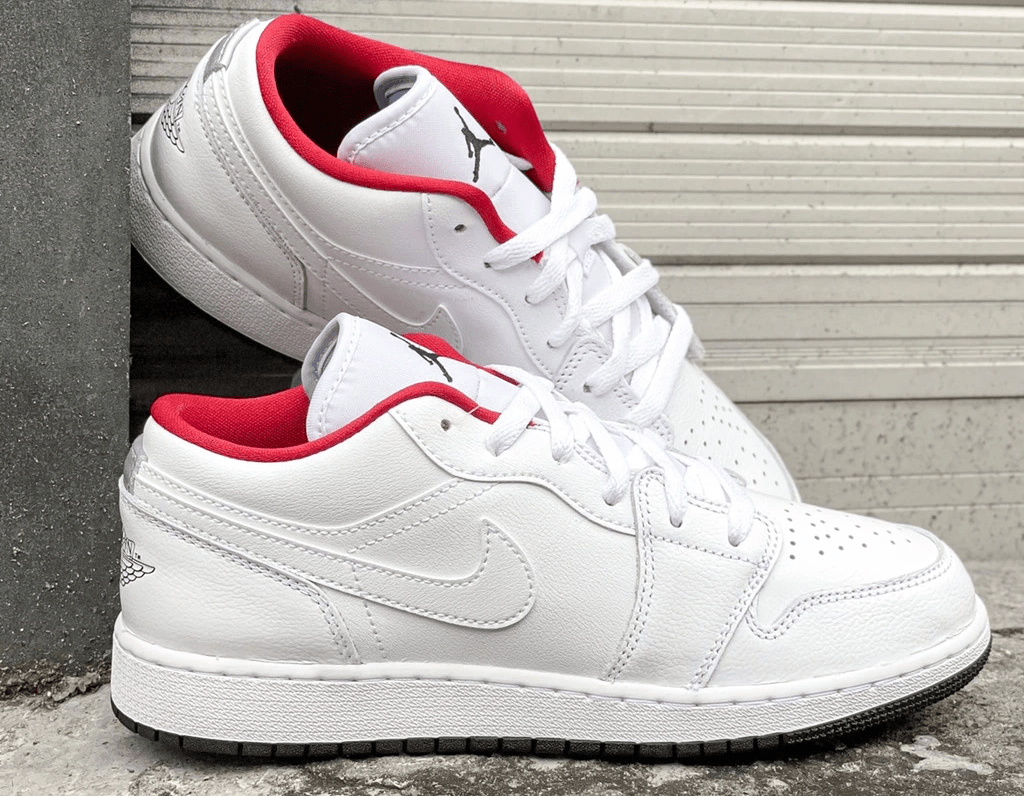 Giày Nike Jordan 1 Low 'White Gym Red Black (GS)' 553560-164 - Ảnh 5