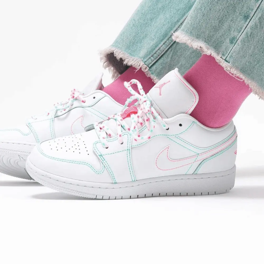 Giày Nike Air Jordan 1 Low GS 'Aurora Green' 554723-101 - Ảnh 5