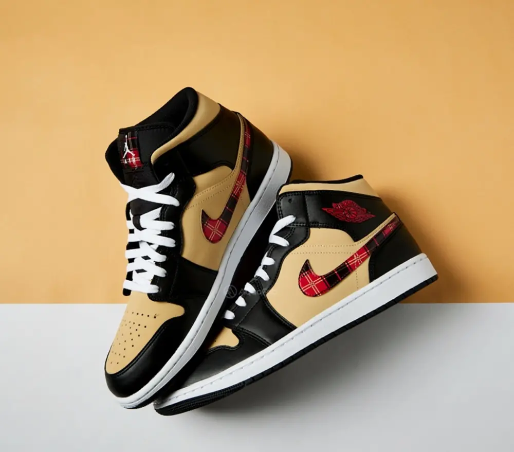 Giày Nike Air Jordan 1 Mid 'Tartan Swoosh' DZ5329-001 - Ảnh 4