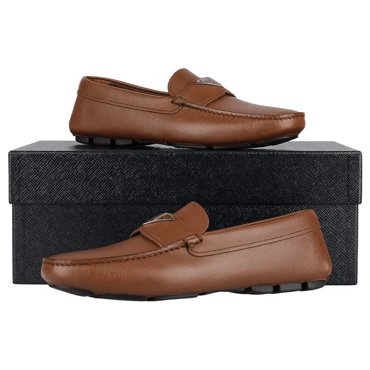 Giày Prada 21FW Saffiano Driving Loafers Brown 2DD164-053-F0BW5 - Ảnh 5