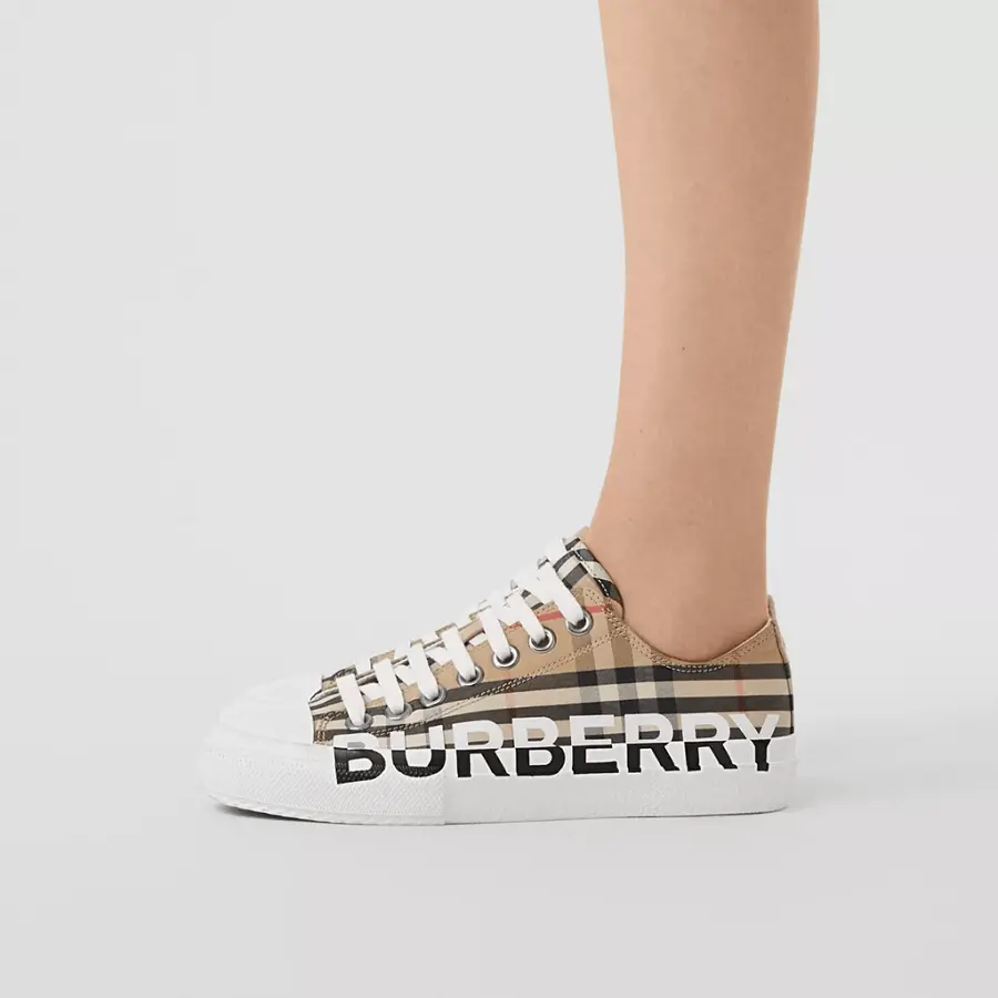 Alternative view of Giày Burberry Logo Print Vintage Sneakers Beige p80243011
