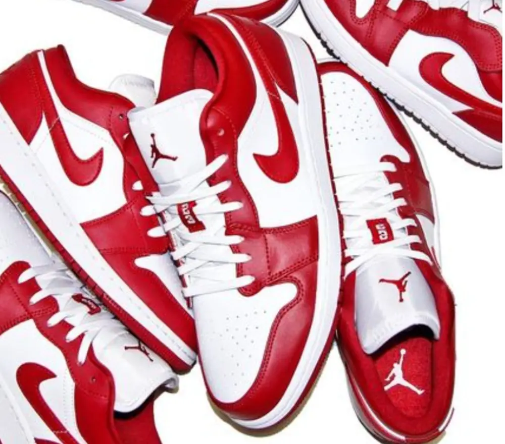 Giày Nike Air Jordan 1 Low Gym Red White (GS) 553560-611 - Ảnh 5