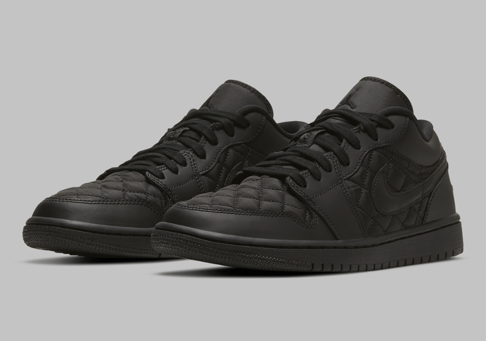 Giày Nike Wmns Air Jordan 1 Low 'Triple Black Quilted' DB6480-001 - Ảnh 4