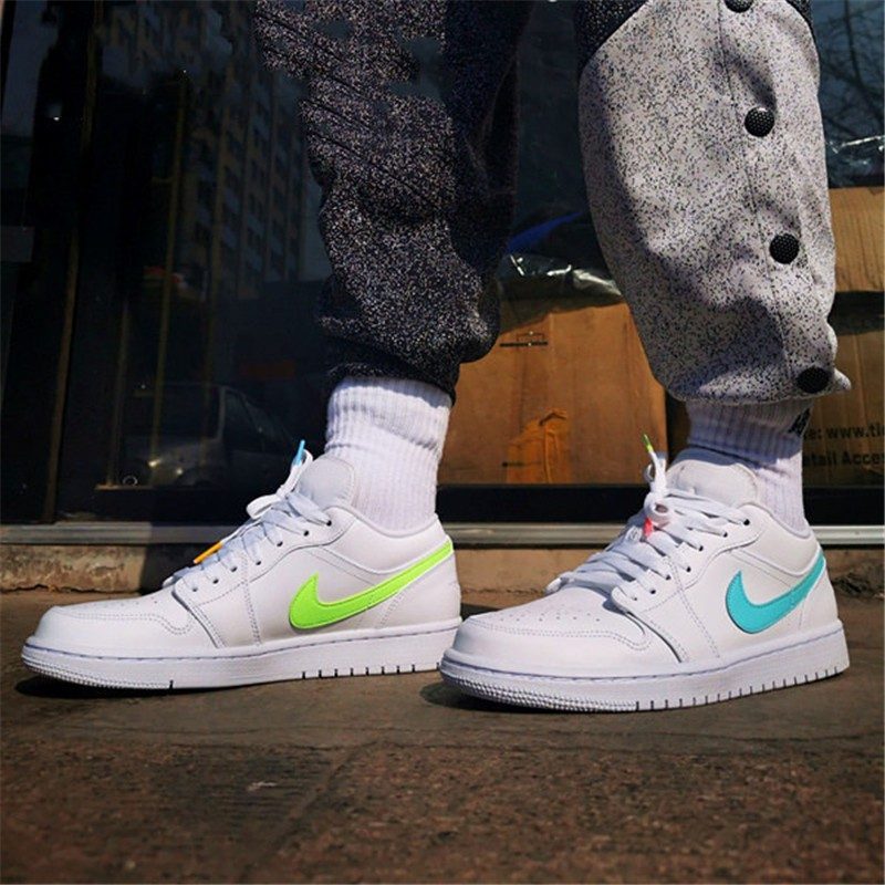 Giày Nike Air Jordan 1 Low White Multi-Color Swoosh CW7033-100 - Ảnh 2