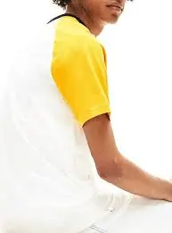 Áo Lacoste Crew Neck Colourblock White Yellow Black TH3759-8XK - Ảnh 5