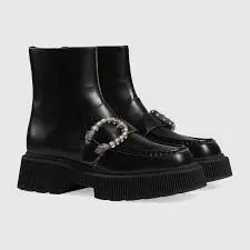 Giày Gucci Leather Ankle Boots 627291-DS800-1000 - Ảnh 3