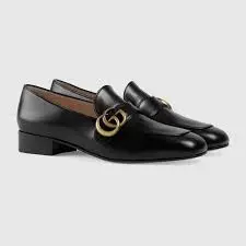 Giày Gucci Black Leather Loafer With Double G 602496-C9D00-1000 - Ảnh 3