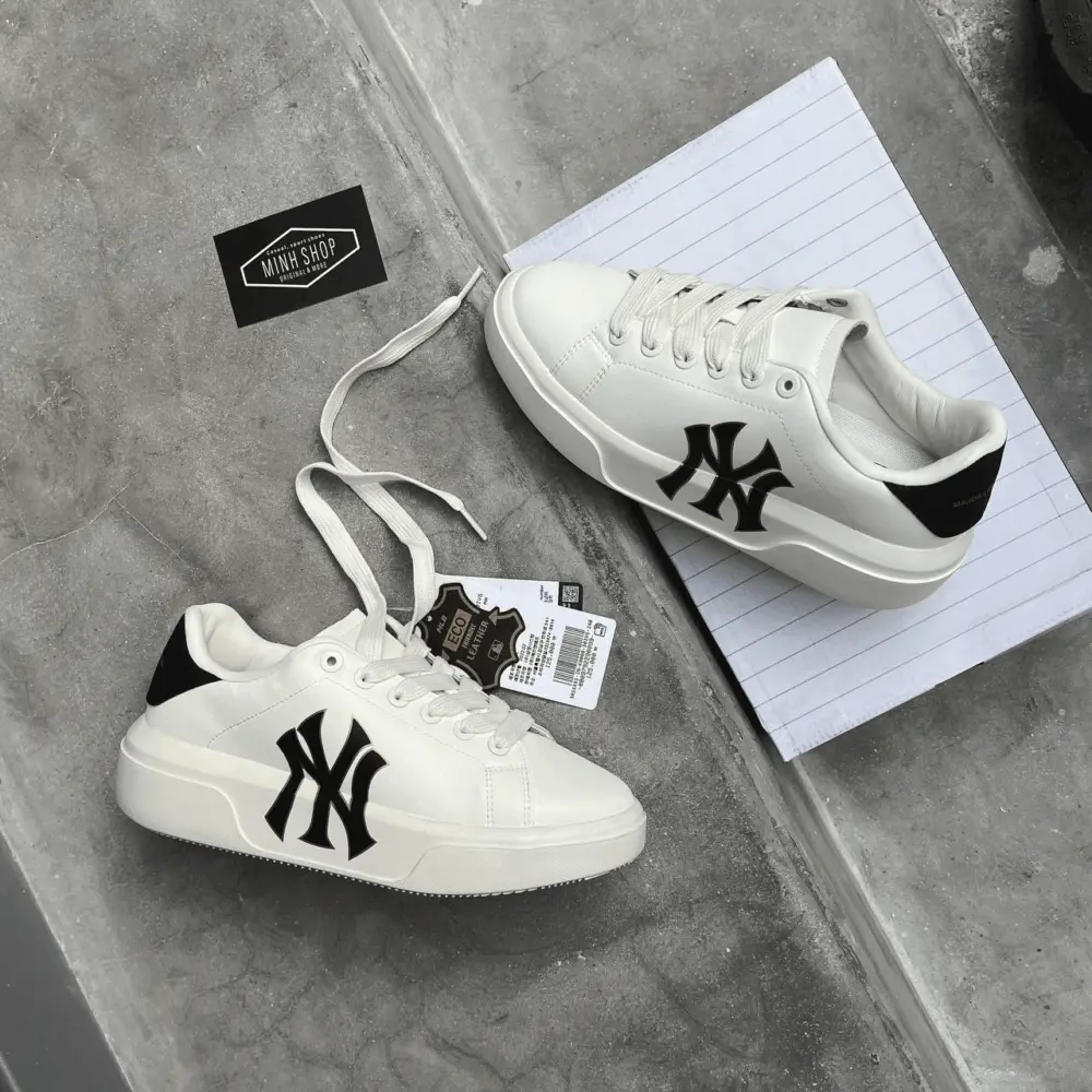 Giày MLB Chunky Classic A NY 'White Black' 3ASXXA12N-50IVS - Ảnh 7