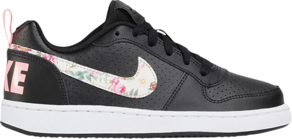Giày Nike Court Borough Low VF GS 'Floral Swoosh - Black' BQ7031-001