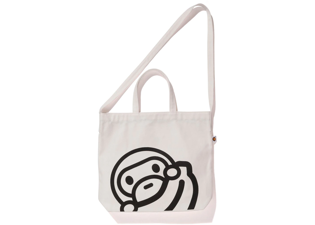 BAPE Shoulder Eco Tote 16OZ Canvas White