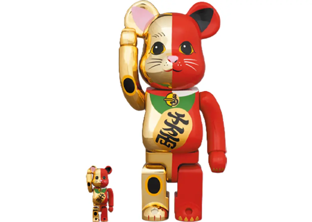 Mô Hình Bearbrick Maneki Neko Gold Red