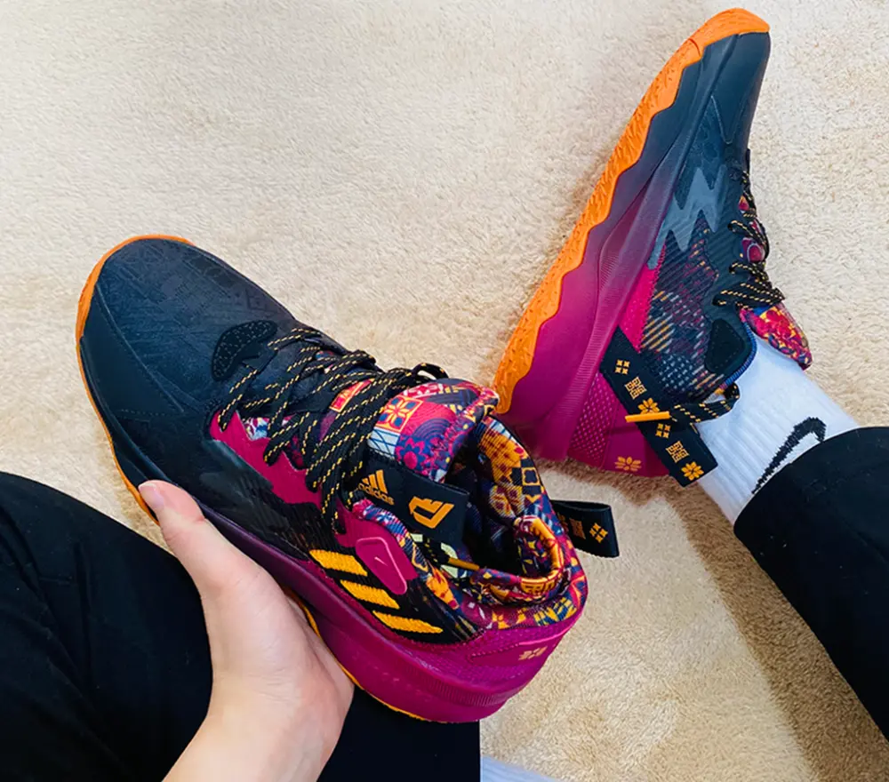 Giày Adidas Dame 8 CNY Black Maroon GW3862 - Ảnh 4