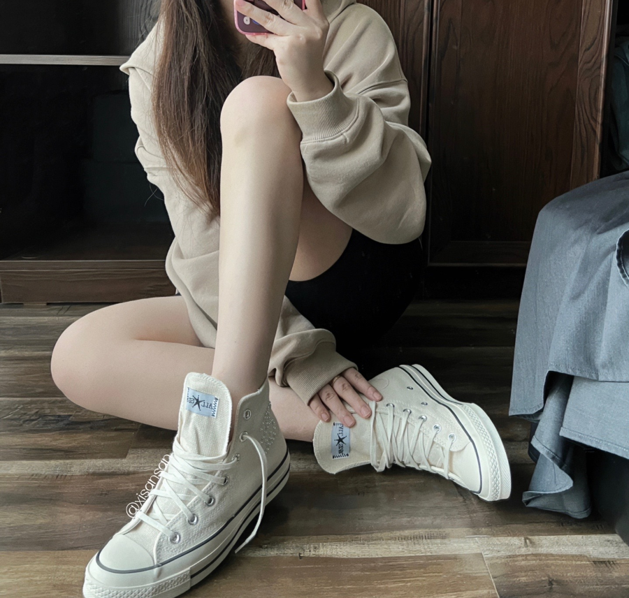 Giày Converse Chuck Taylor All-Star 70 Hi Stussy 'Fossil Pearl' A02051C - Ảnh 3