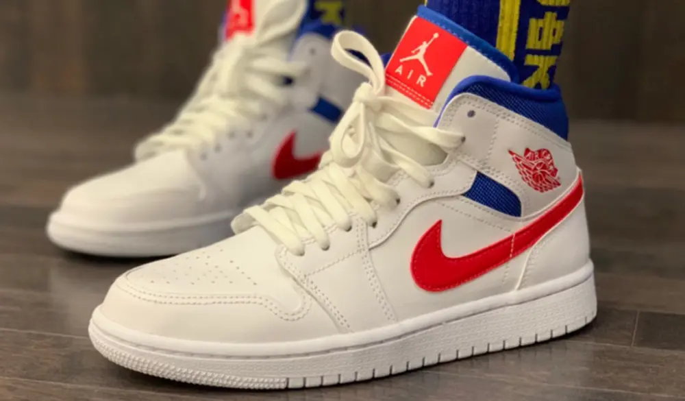 Giày Nike Air Jordan 1 Mid "White Red Royal" BQ6472-164 - Ảnh 3