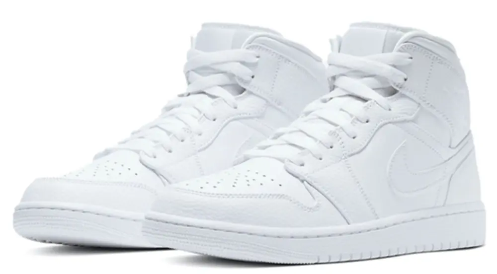 Giày Nike Air Jordan 1 Mid Triple White 554724-130 - Ảnh 4