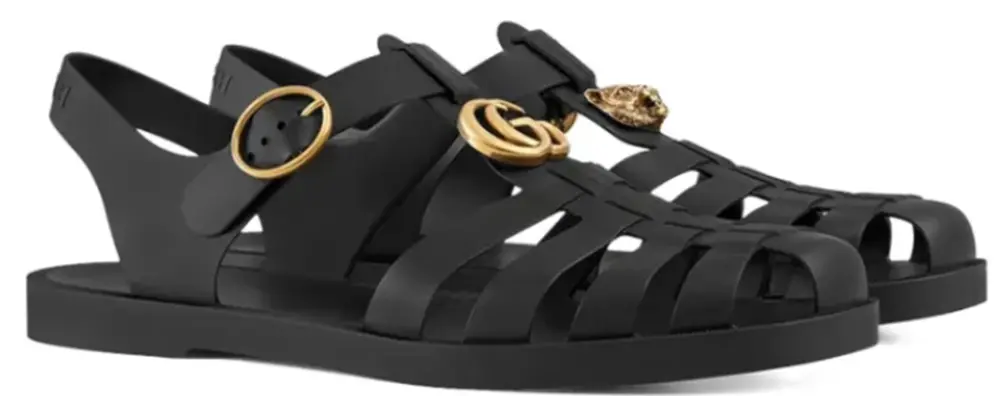 Alternative view of Dép Gucci Rubber Buckle Strap Sandal 'Black' 463463-J8700-1000