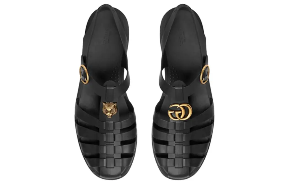 Dép Gucci Rubber Buckle Strap Sandal 'Black' 463463-J8700-1000 - Ảnh 5