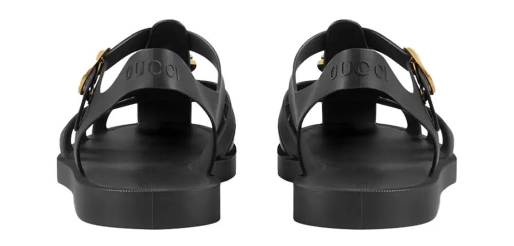 Dép Gucci Rubber Buckle Strap Sandal 'Black' 463463-J8700-1000 - Ảnh 4