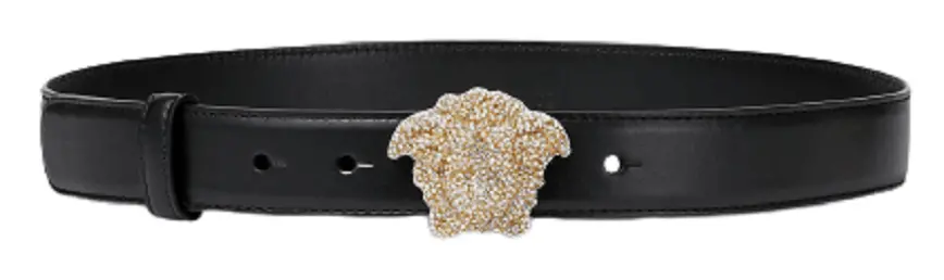 Thắt Lưng Versace La Medusa Crystal Leather Belt Black DCDD442-1A01051-1B00V