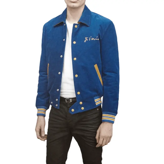 Alternative view of Áo Saint Laurent Paris Je t'aime Royal Corduroy Varsity Jacket