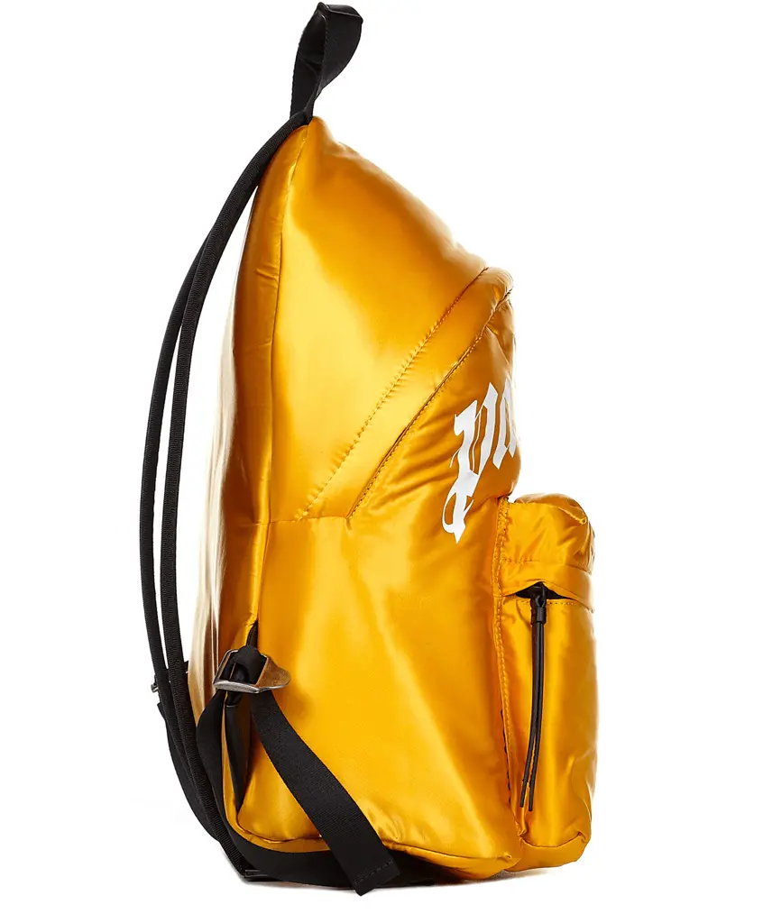 Túi Palm Angels Curved Logo Yellow Nylon Backpack PMNB012F21LEA0011801 - Ảnh 4