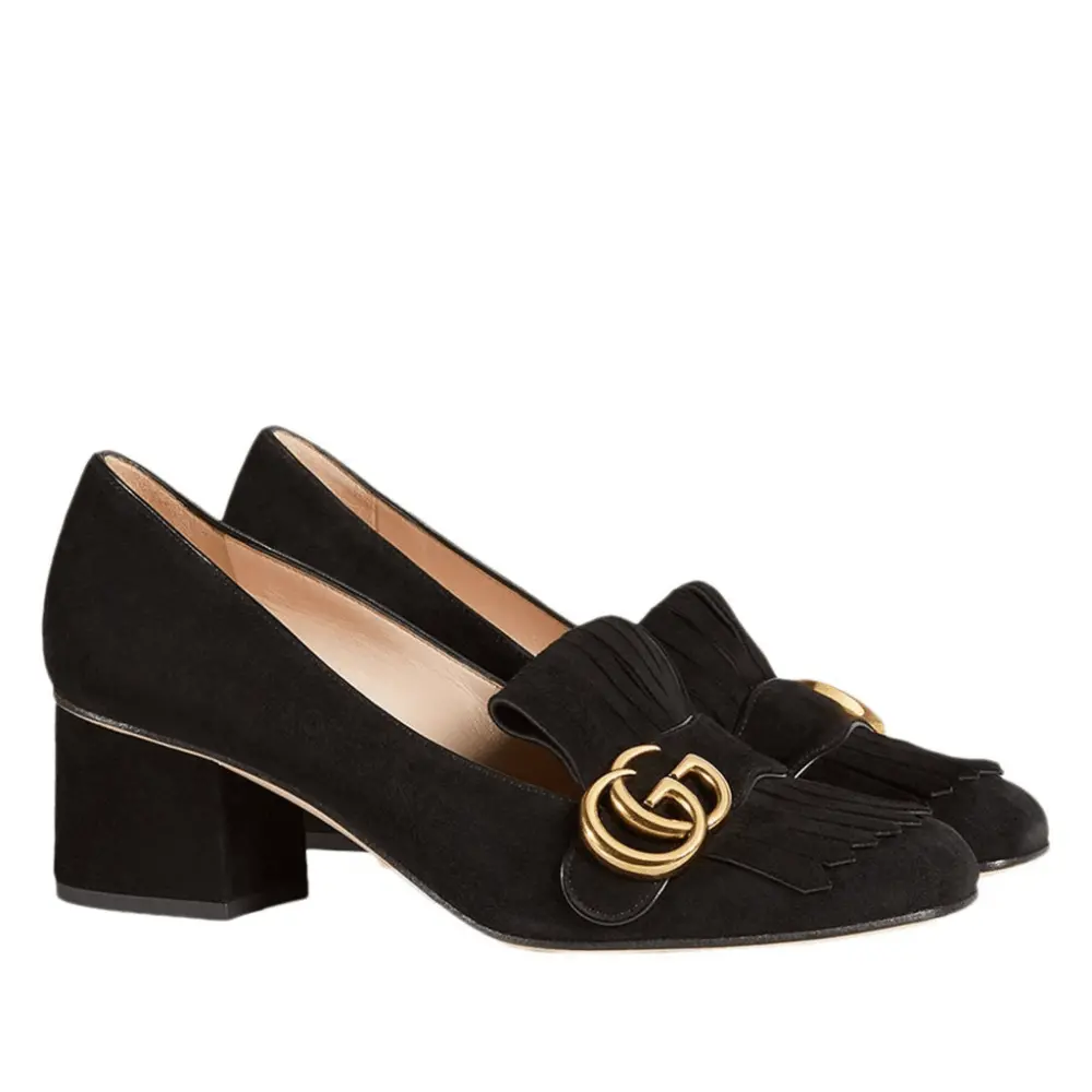 Giày Gucci Leather Mid-Heel Pump 408208-C2000-1000 - Ảnh 3