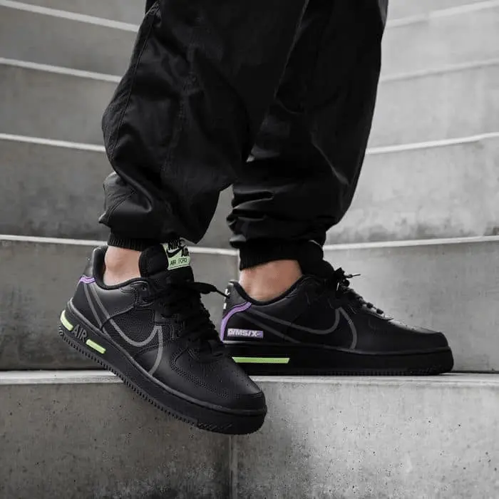 Giày Nike Air Force 1 React GS 'Triple Black' CD6960-001 - Ảnh 3