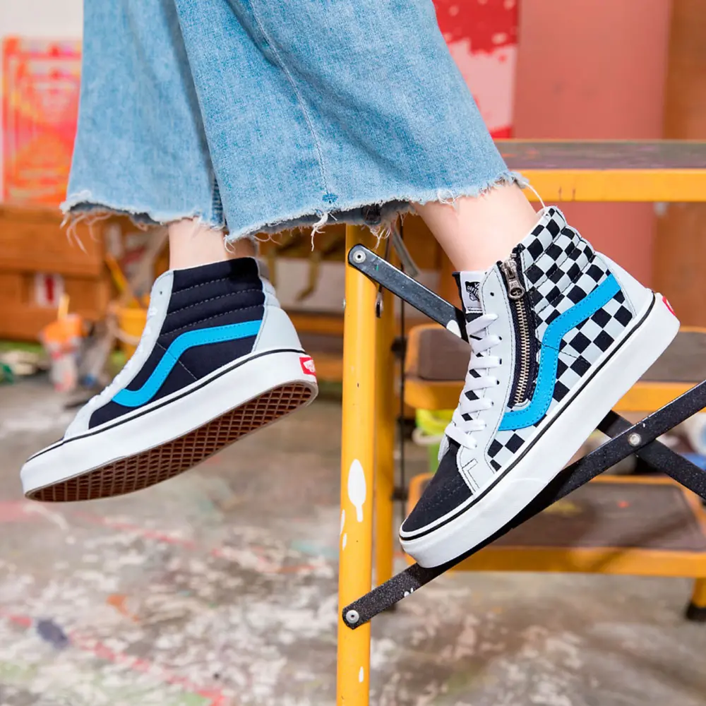 Giày Vans Sk8 Hi Reissue Side Zip 'Black Light Blue' VN0007NZ9KM - Ảnh 3