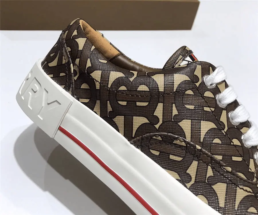 Giày Burberry Brown Monogram Stripe Print E-Canvas 80187541 - Ảnh 3